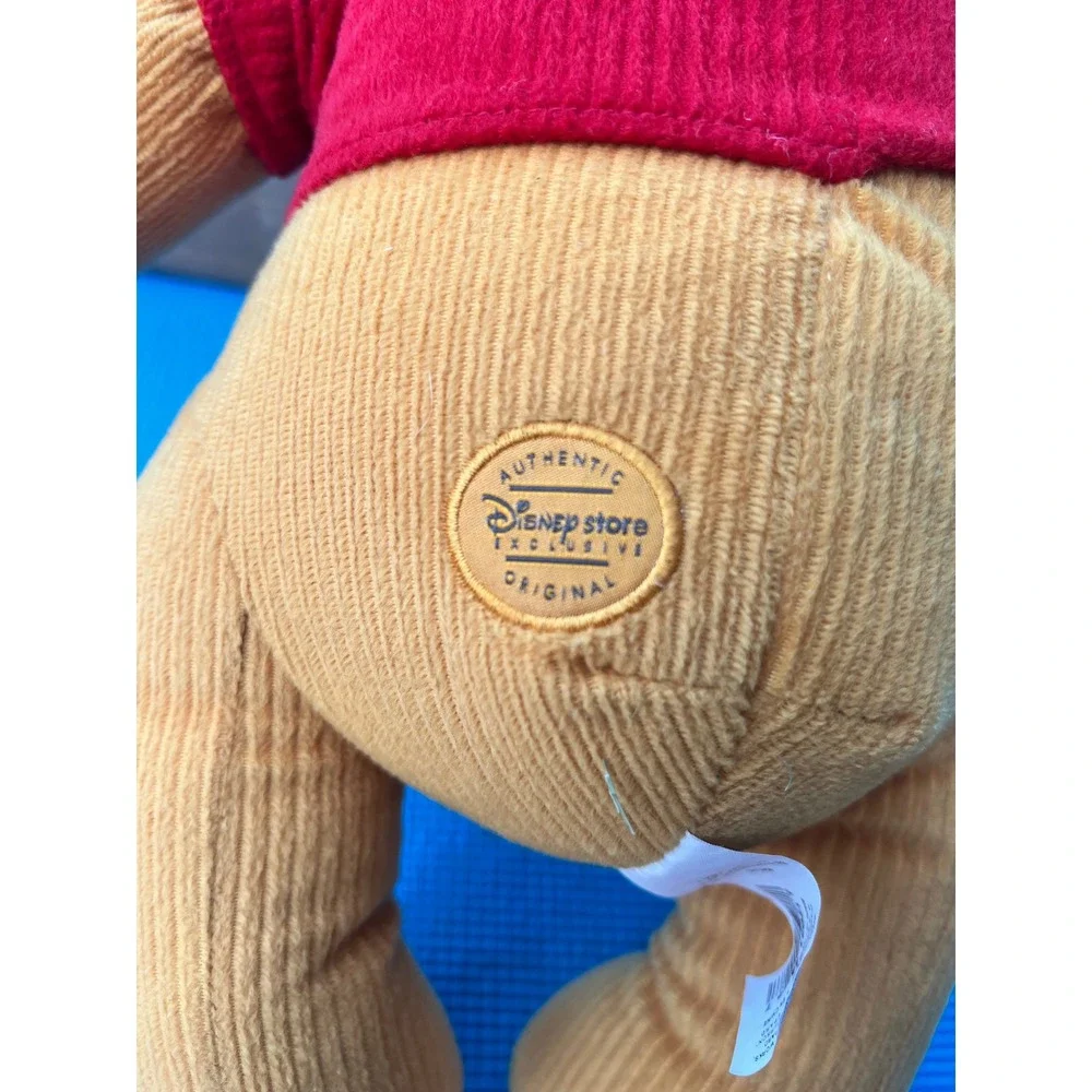 Disney Store Authentic Exclusive Corduroy Winnie The Pooh Bear Plush Yellow Red